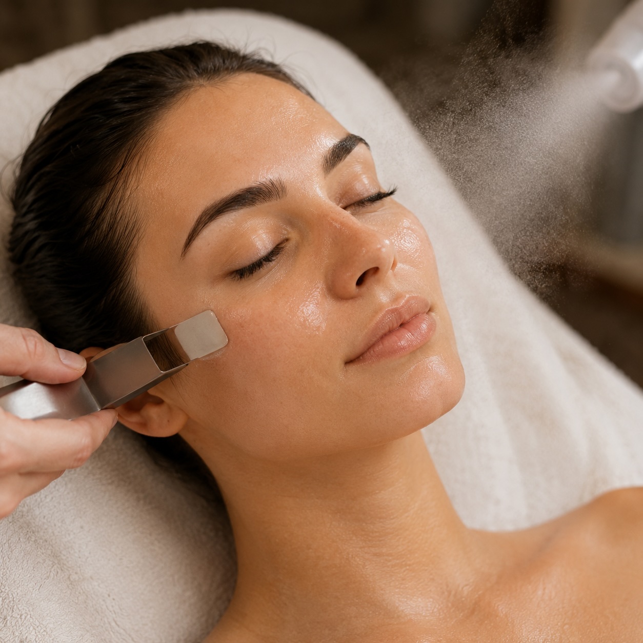 Tratamiento facial con espátula ultrasónica