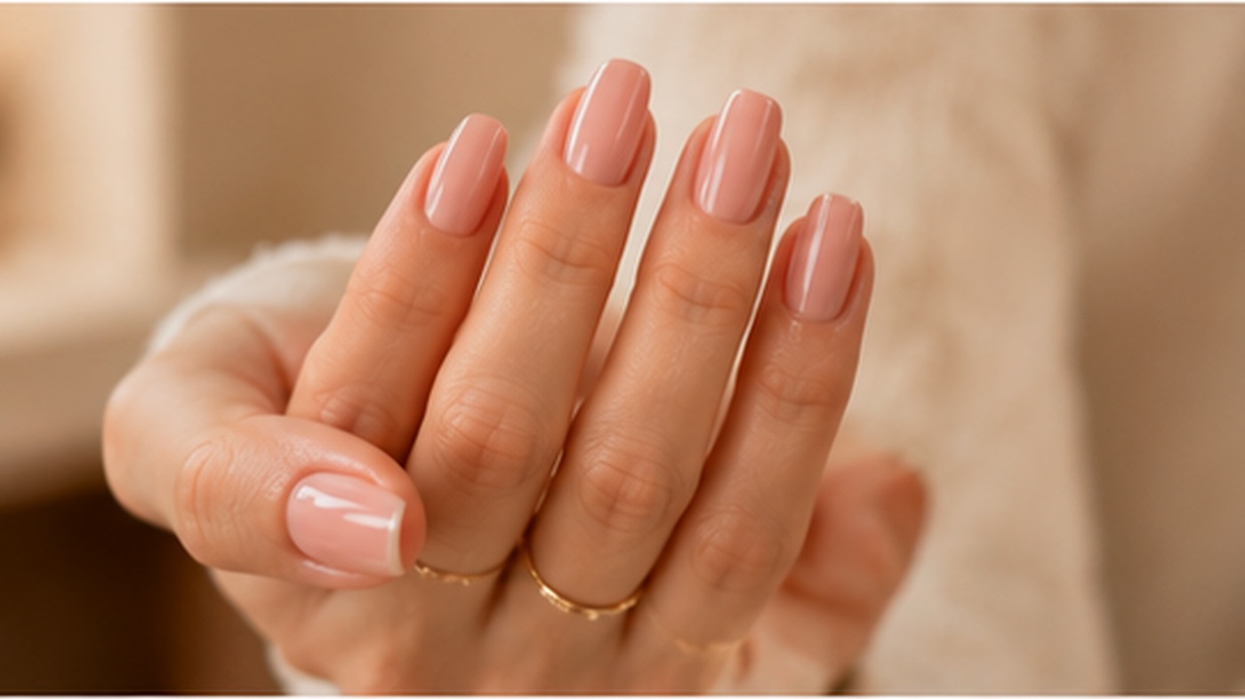 Manicura nude brillante
