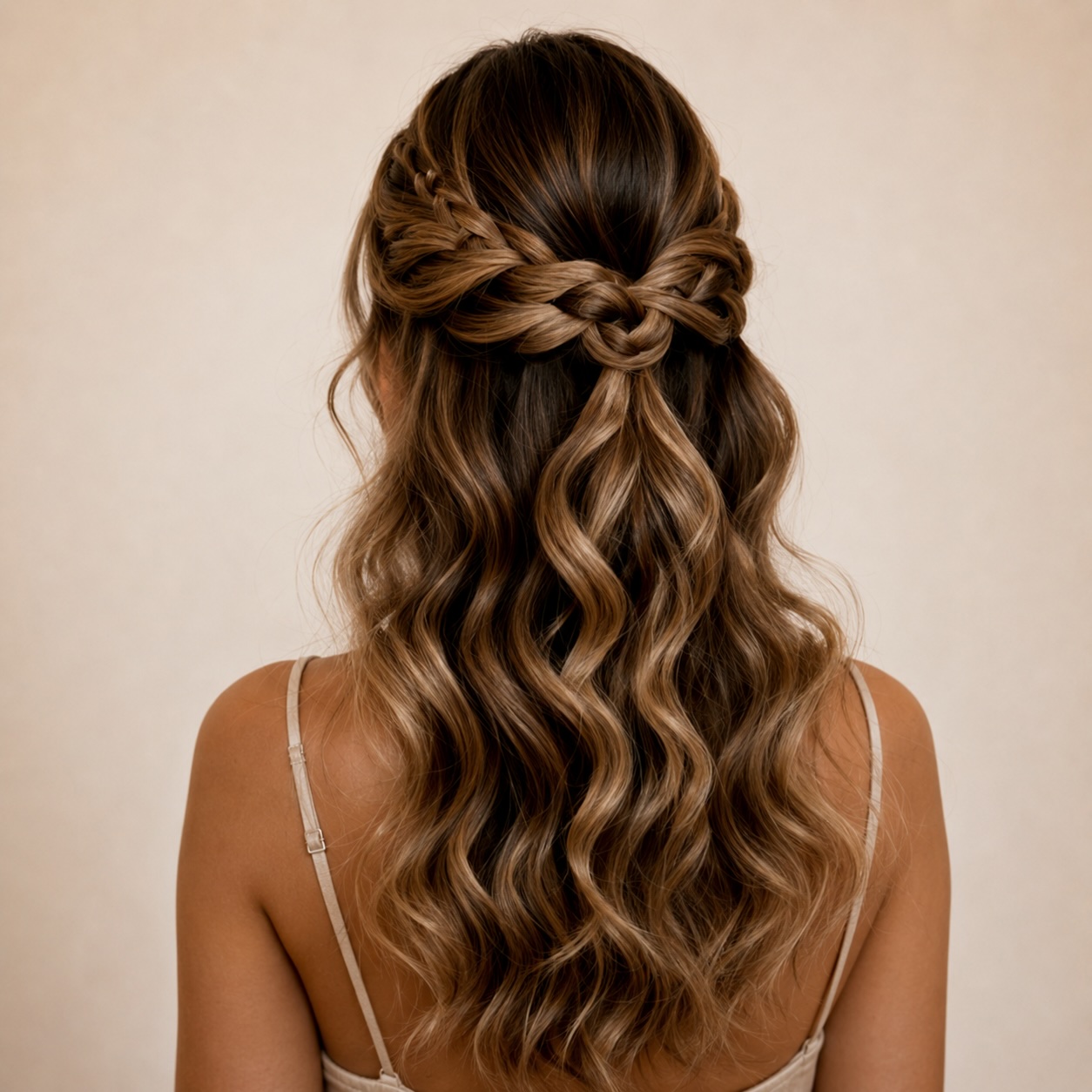 Semirecogido romantico con trenza y ondas