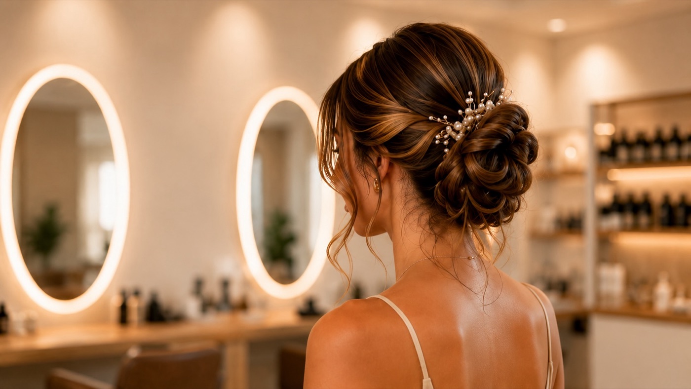 Peinado recogido elegante con acabado natural