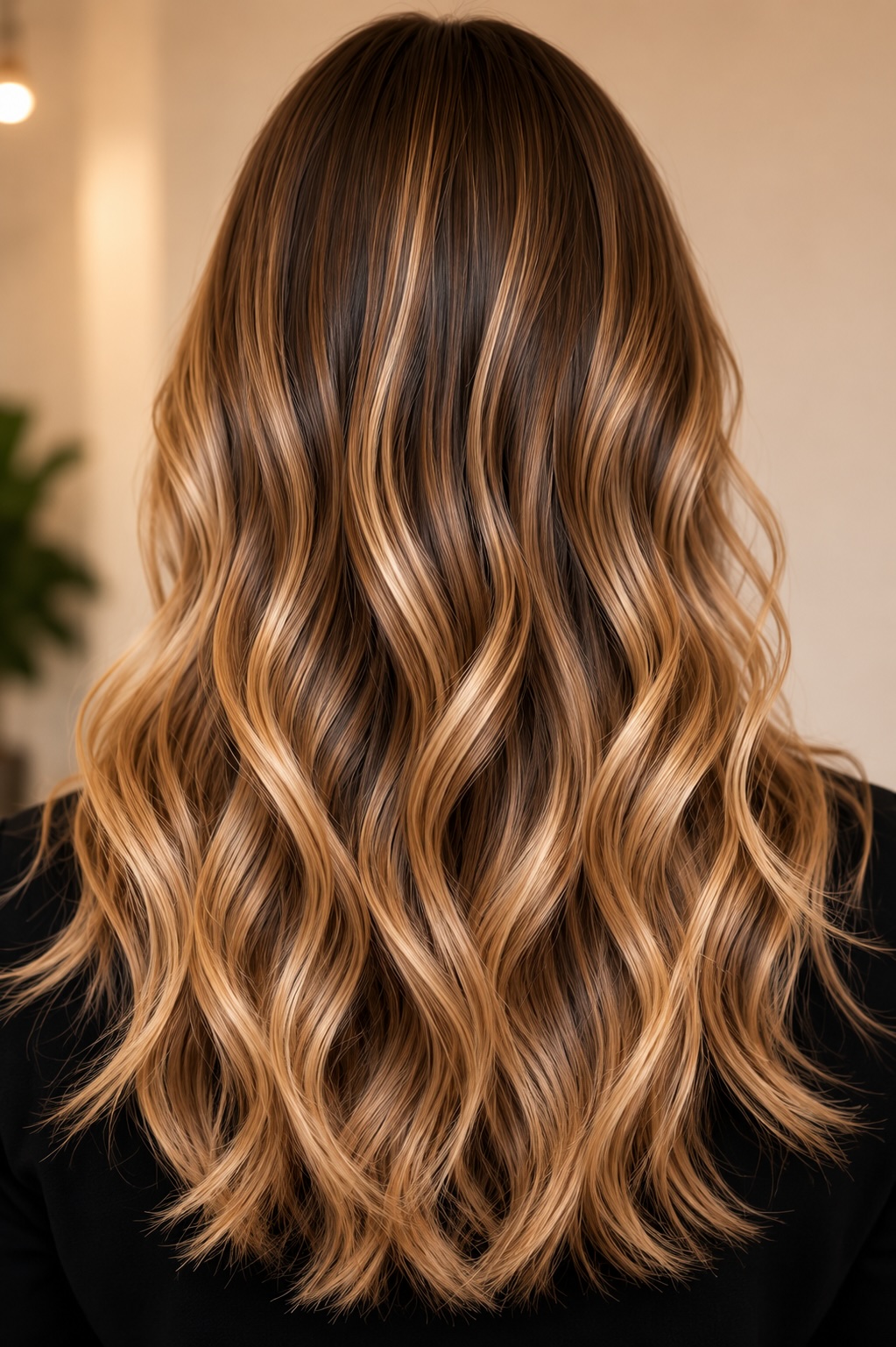 Cabello largo con ondas suaves despues de tratamiento